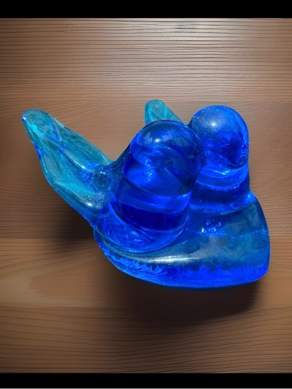 Vintage Bluebirds of Happiness 1994 Signed Leo Ward Collectible Art Glass